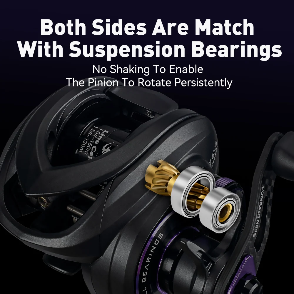 Carrete de pesca KINGDOM Micro Pro Baitcasting 7,6:1 relación de engranaje 4,6 kg arrastre máximo 138g peso carrete de pesca de Material de carbono ultraligero - imagen 5