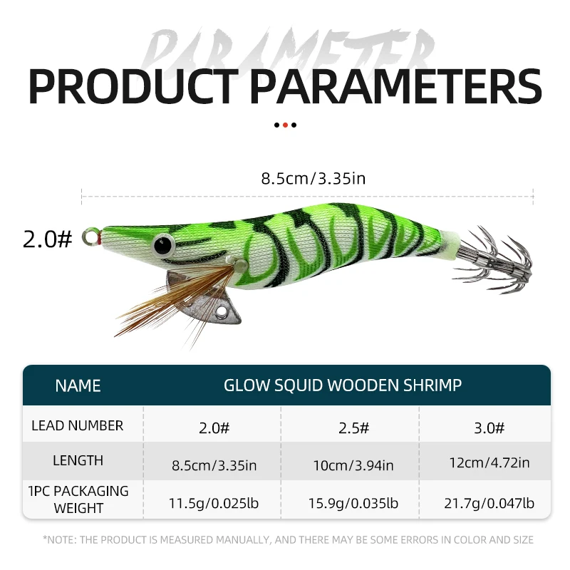 Nuevo 5 uds. De anzuelo luminoso de madera para calamar y camarones, cebo de pesca de mar con calamar de ojo grande, adecuado para todo tipo de lugares de pesca - imagen 5