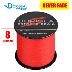 DORISEA "NEVER FADE" negro rojo 8 hebras 100M 300M 500M 1000M 2000M PE hilo de pescar trenzado multifilame
