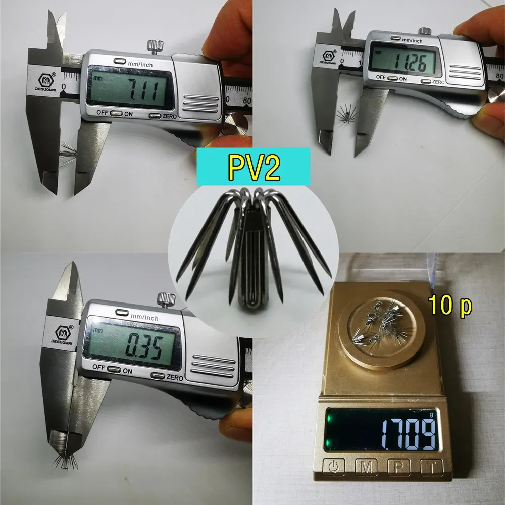 Anzuelo de calamar cónico de estilo japonés PV, anzuelo de calamar pequeño triangular de acero inoxidable, accesorios de cebo de pesca, venta al por mayor, 500 piezas
