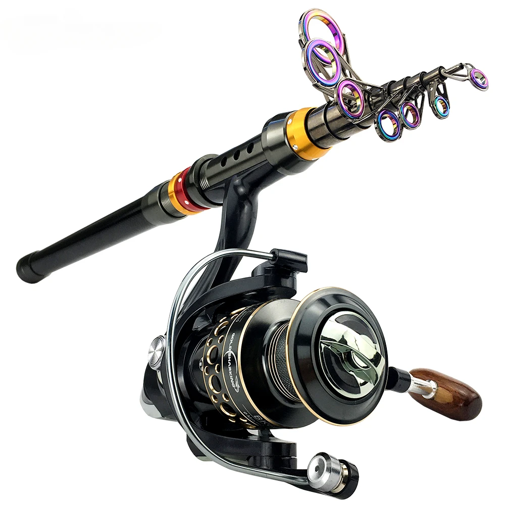 Carrete de caña de pescar, Combo de carbono, telescópico corto, giratorio, viaje, mar, relación de engranaje 1,8: 1, 3,6-5,2 m - imagen 2