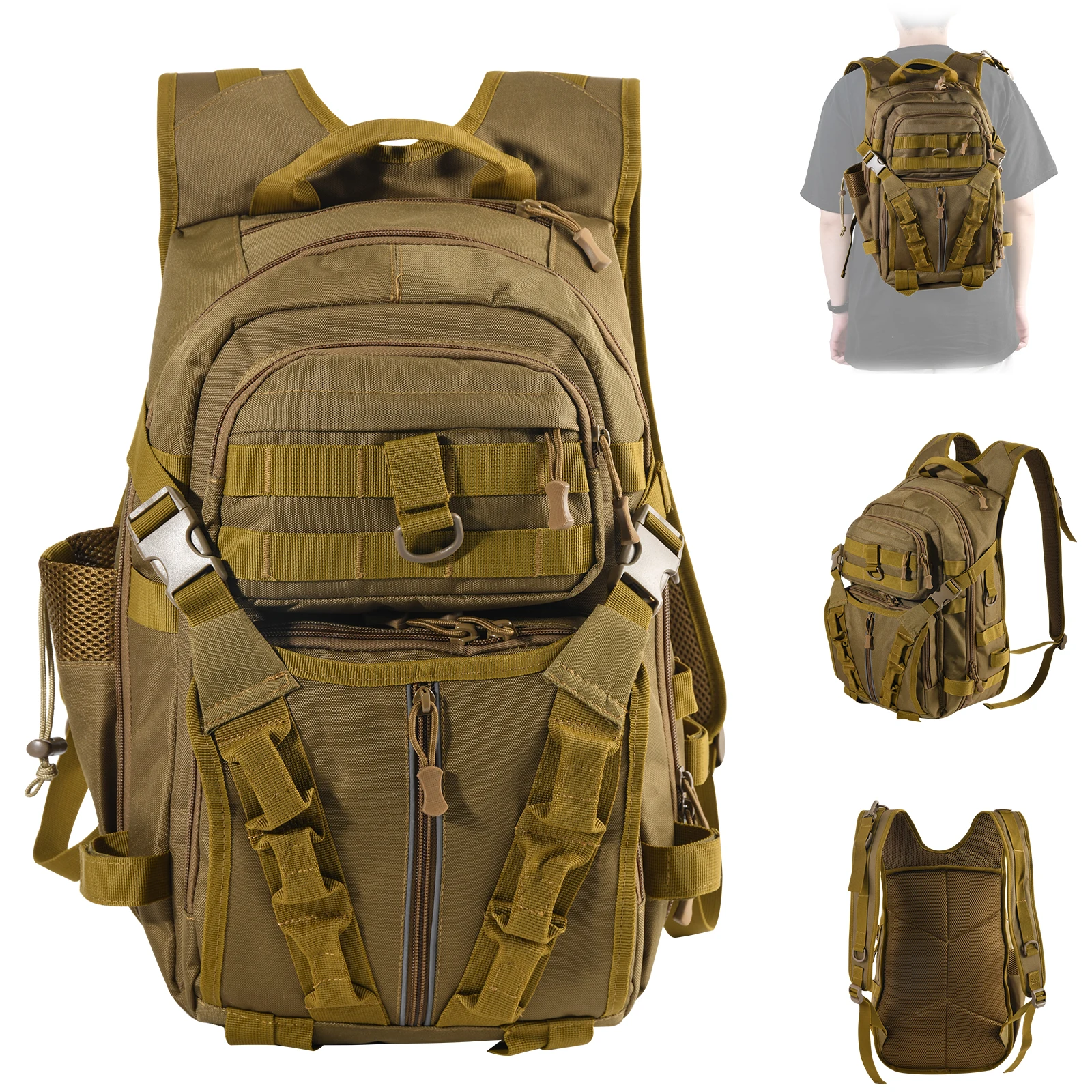 Mochila de pesca Goture vista frontal con tiras reflectantes