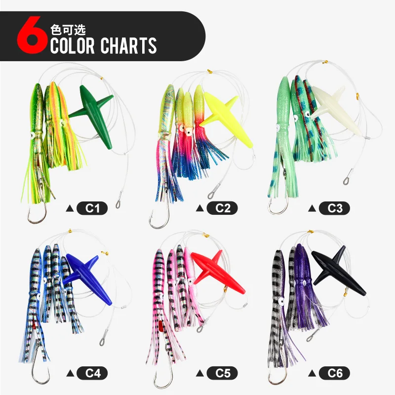 Obsession TR007 Señuelo Calamar – Falda Silicona Luminosa para Atún - imagen 4