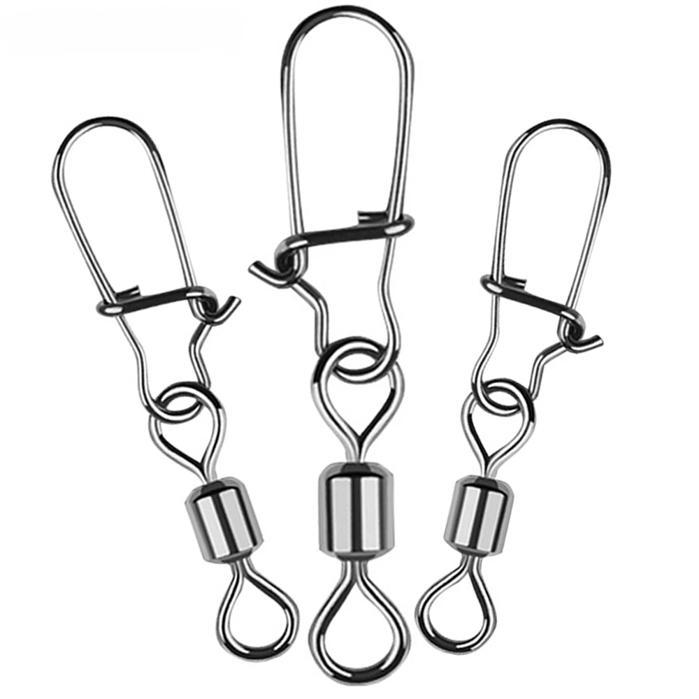 20/50PCS Conector de pesca 1 # -14 # Barril giratorio a presión para anzuelo, accesorios de Señuelos de Pesca de acero inoxidable - imagen 2