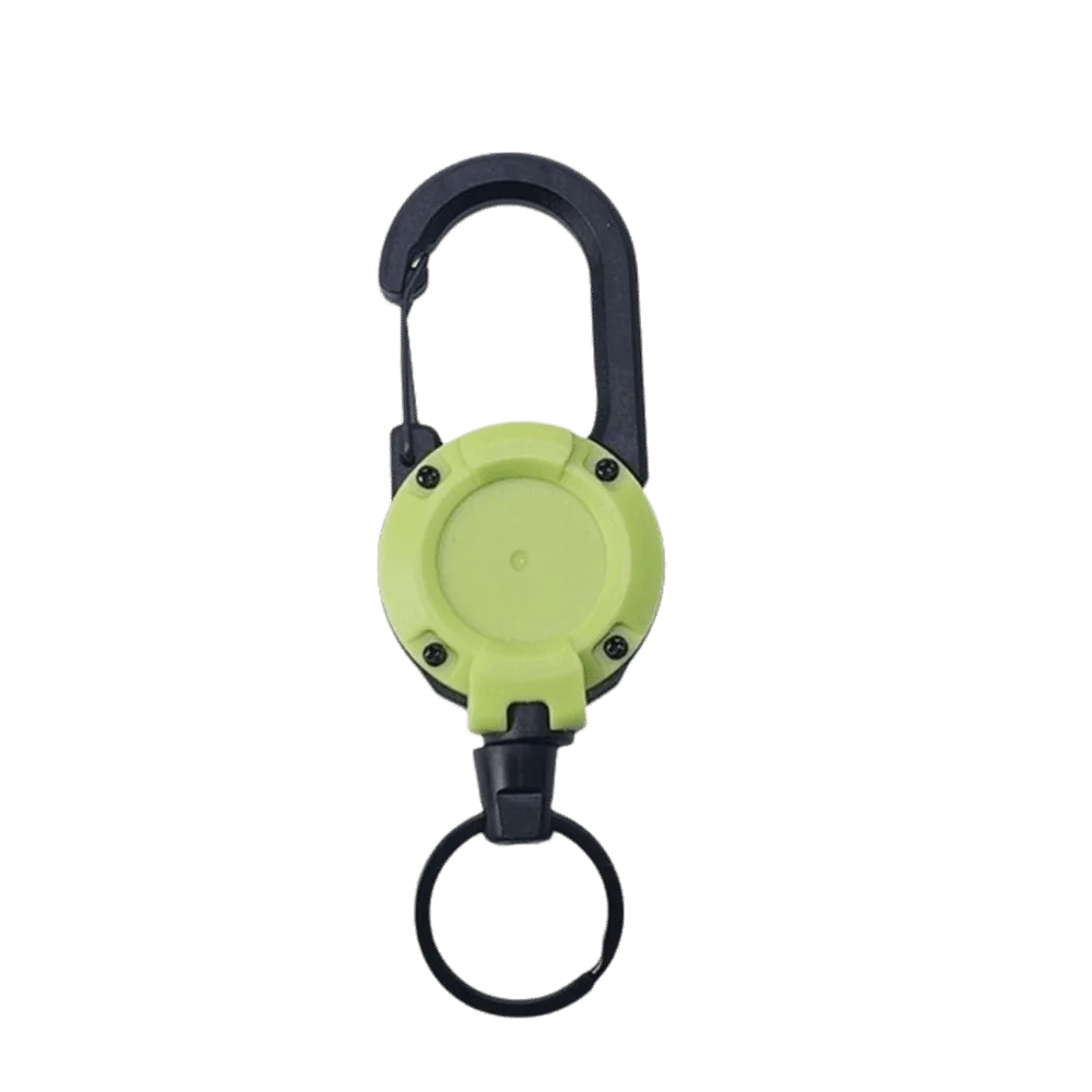 Mosquetón retráctil acero con cuerda para pesca – Sujeción resistente