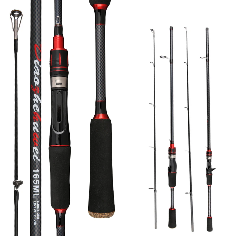 Caña de pescar con señuelo de 1,65/1,8 m ML, cañas giratorias de 5-25g, puntas sólidas, guía grande, Baitcasting, viaje, 2 secciones, señuelo ultraligero, caña para trucha - imagen 3