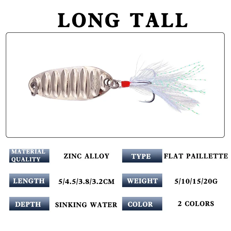 Cuchara de señuelo de metal para pesca de carpa, wobblers, cebos giratorios, Sábalos, lentejuelas, señuelo para lubina, 1 parte - imagen 3