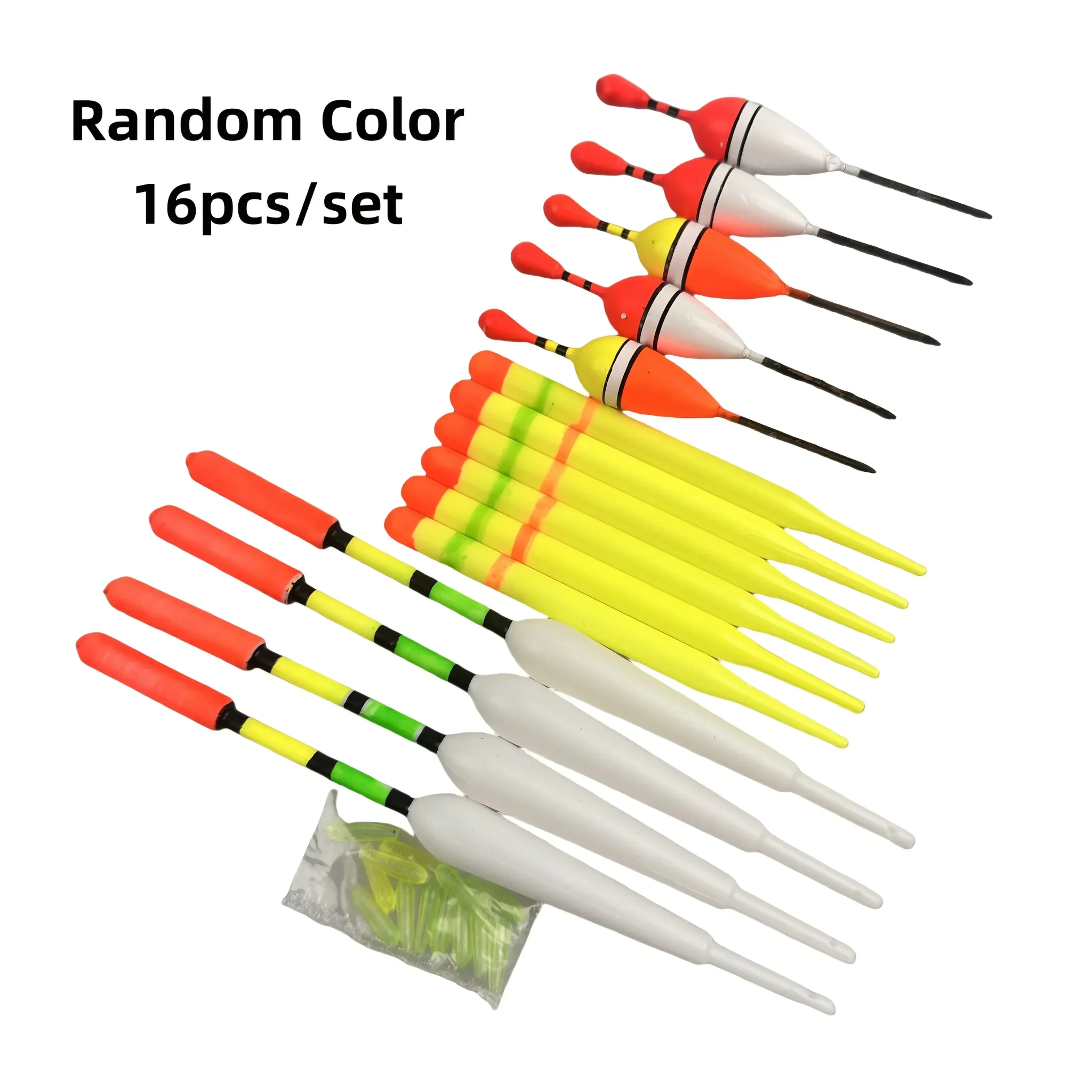 16 unids/set flotadores de pesca verticales en el mar, tamaños surtidos para la mayoría de los tipos de pesca con gomas de fijación - imagen 4