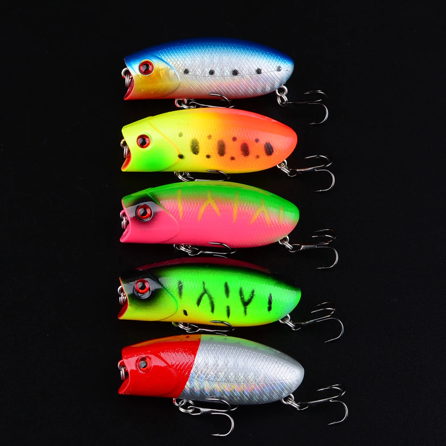 5 uds cebo duro Wobblers artificiales aparejos de pesca de plástico Señuelos de pesca cebo Popper flotante - imagen 4