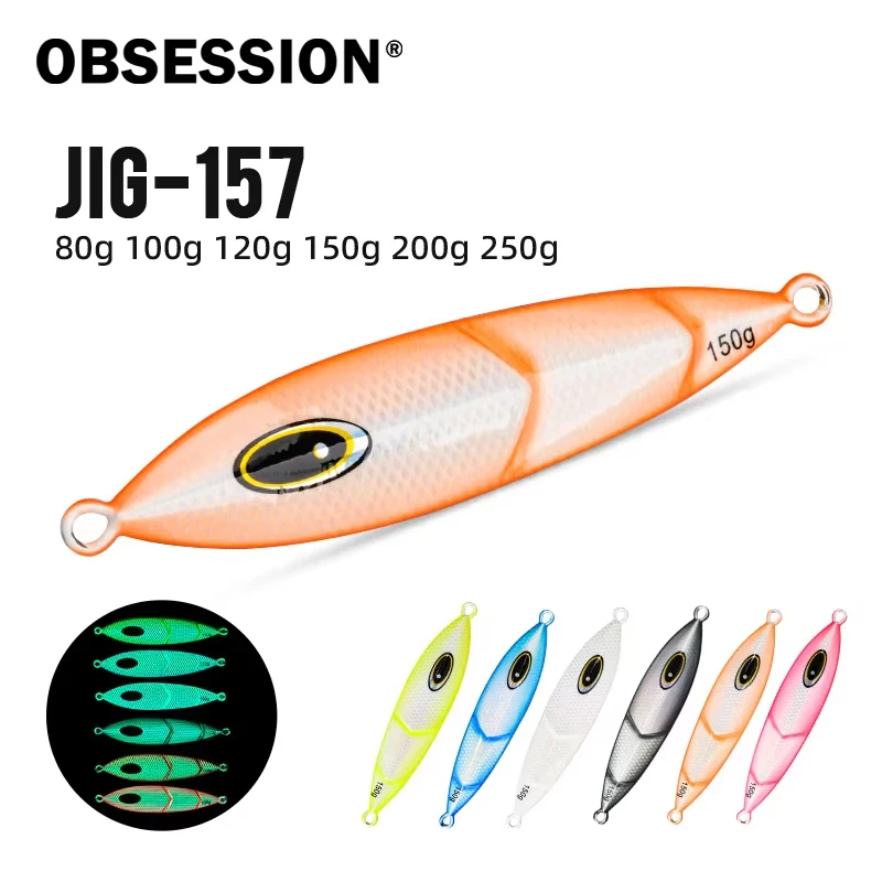 Señuelo de Pesca OBSESSION J157 80g 100g 120g 150g 200g 250g, Señuelo de Pesca Lenta, Jigging Lento, Señuelos de Metal para Pesca en Agua Salada, Jigs para Pesca Marina