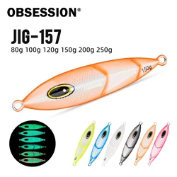 Señuelo de Pesca OBSESSION J157 80g 100g 120g 150g 200g 250g, Señuelo de Pesca Lenta, Jigging Lento, Señuelos de Metal para Pesca en Agua Salada, Jigs para Pesca Marina
