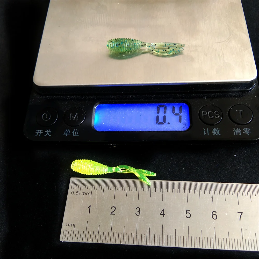 Señuelo de pesca de doble cola, anzuelo de 80 piezas, 35mm, 0,4g, Ajing Rockfish Jig Swimbait, gusano, Lucio, cebo Jigging, trucha - imagen 4