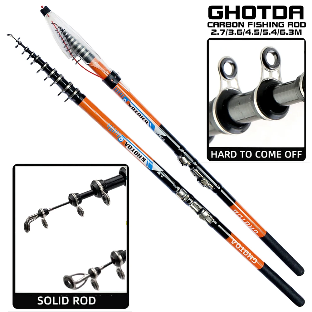 Caña de pescar telescópica GHOTDA, peso del cebo 10-50g, caña alimentadora de carpa de lanzamiento de larga distancia, 2,7-6,3 M, longitud cerrada, 75cm
