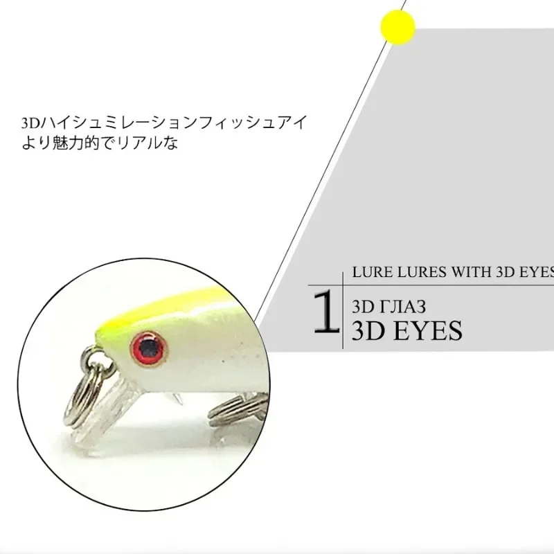 Jerkbait Minnow Carp Mini Crankbait señuelo de Pesca, Señuelos, Wobblers para peces duros, artificiales, cebo falso, Swimbait, señuelos de agua superior de mar - imagen 5