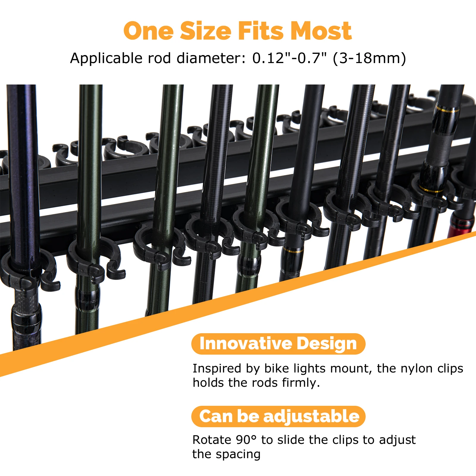 Goture-cremallera ajustable para caña de pescar de aleación de aluminio, duradera, para carpa, giratoria, estante de exhibición, red de mano, almacenamiento para palos de Golf - imagen 4