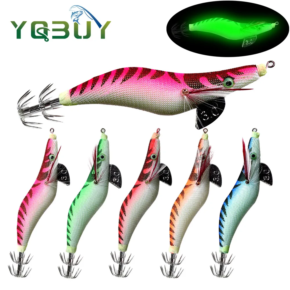 2.0 # /2.5 # /3.0 #   Señuelo de pesca calamar Jig camarones gambas cuerpo completo luminoso resplandor en la oscuridad cebo para sepia pulpo - imagen 2