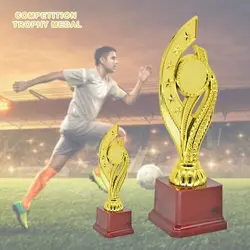 Nueva medalla de trofeo de competición de plástico, trofeo de pentagrama de varios tamaños de 19/24/28,5 cm, medallas universales de Color dorado, premio para niños