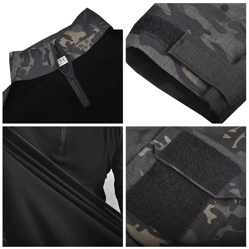 Camisa táctica con almohadilla para hombre, camisa deportiva de combate, Camisa larga, ropa de caza, camisas de senderismo de camuflaje, camisetas de Paintball, Tops - imagen 4