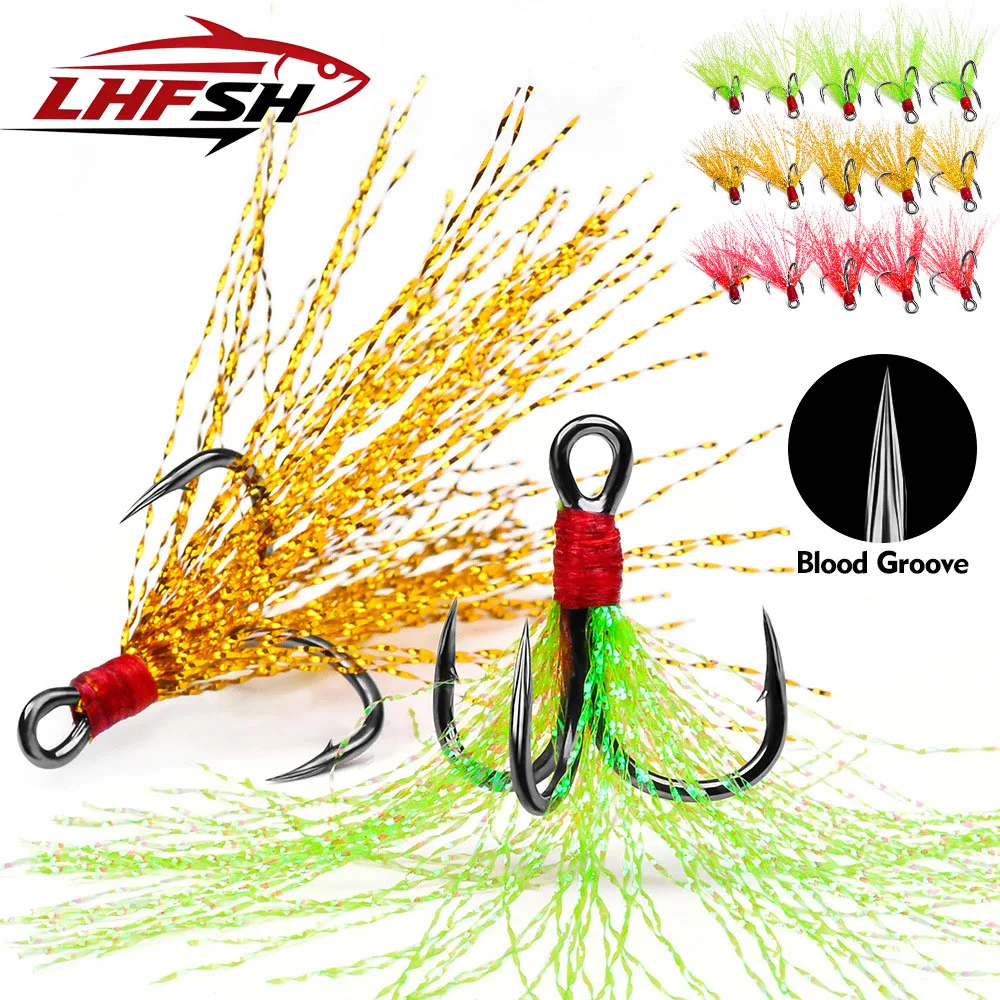 Anzuelos triples plumados LHFSH – Acero carbono con púas extra fuertes