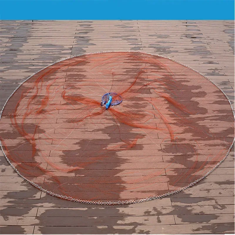 Lawaia-red de pesca de lanzamiento de anillo azul, Cable trenzado de múltiples hebras, cadena de hierro fundido, colgante, red - imagen 5