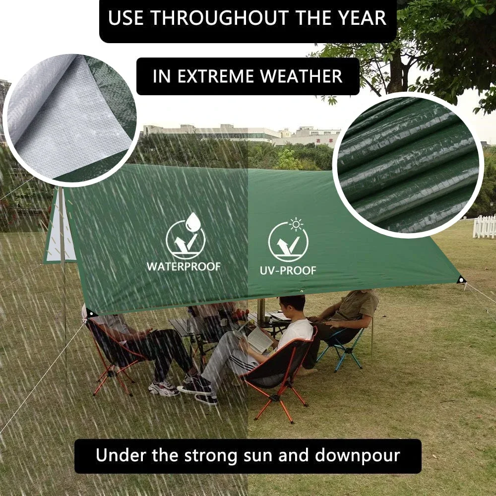 Toldo de PE para coche con Kits de postes, Anti-UV, resistente al agua para coche, SUV, tienda Universal, toldo, sombra, refugio solar, lonas para acampar en la azotea - imagen 3