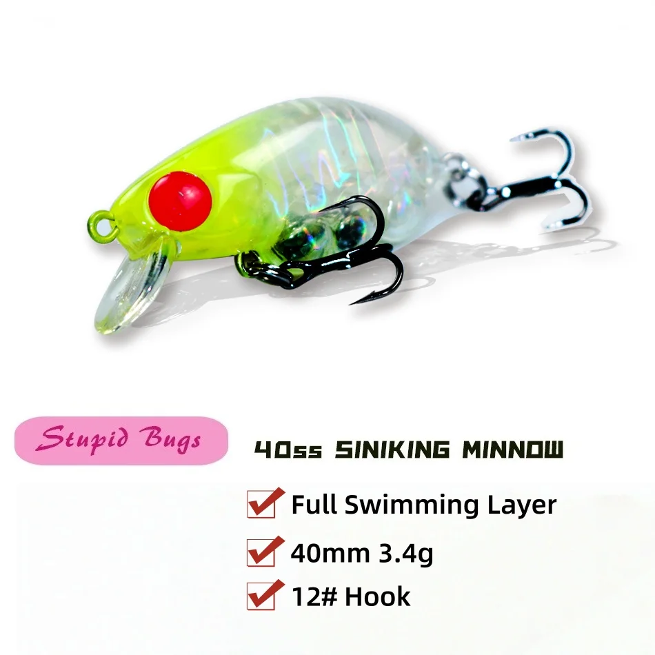 Swolfy 4 Uds 40mm 3,4g Mini Señuelos de Pesca de pececillo hundido Jerkbaits cebo Artificial Wobbler señuelo para pesca de carpa lubina y trucha - imagen 3