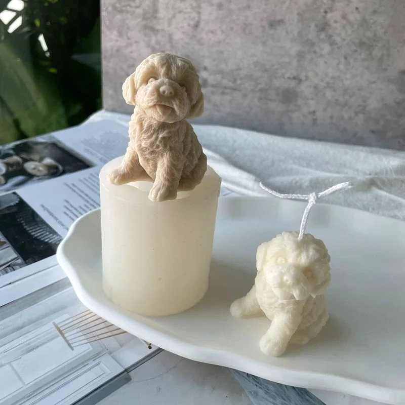 Molde de vela con cabeza de perro de peluche, forma de Animal bonita, hecho a mano, yeso para aromaterapia, jabón, molde de silicona, herramientas de decoración del hogar DIY - imagen 4