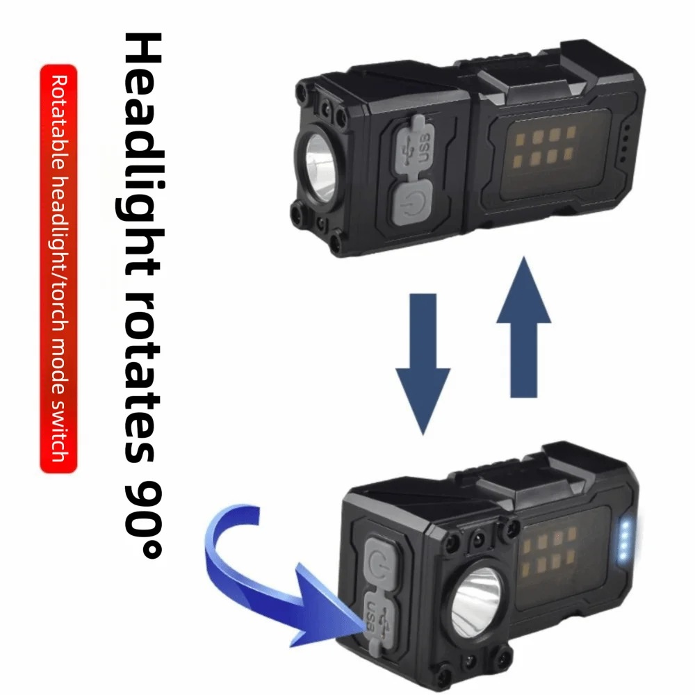 Reflector LED frontal recargable por USB, 6 modos de iluminación, linterna Fishig desmontable con batería integrada, linterna para acampar y ciclismo - imagen 5