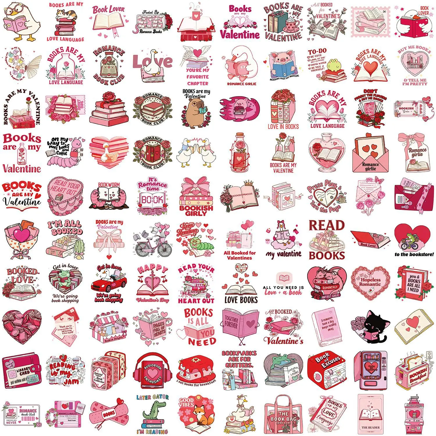 Pegatinas impermeables rosa San Valentín — diseño literario original - imagen 3