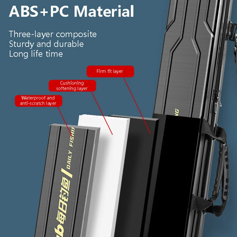 Bolsa de caña de pescar de carcasa dura de 125CM, bolsa de equipo de pesca impermeable a prueba de golpes, ABS + PC, gruesa de alta capacidad con bolsillo para paraguas - imagen 5