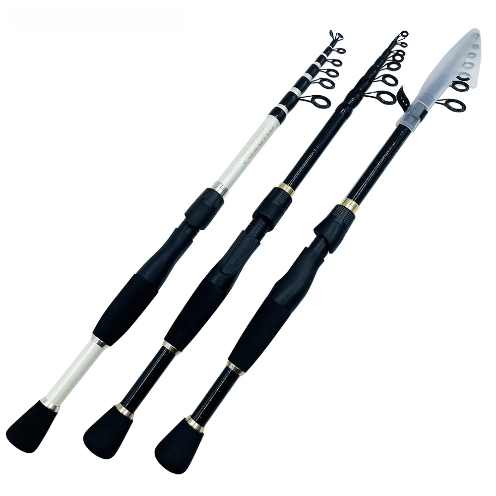 Caña de pescar telescópica portátil, accesorio ultraligero de carbono, con mango de fundición, para múltiples zonas acuáticas, 1,6-2,4 m - imagen 3