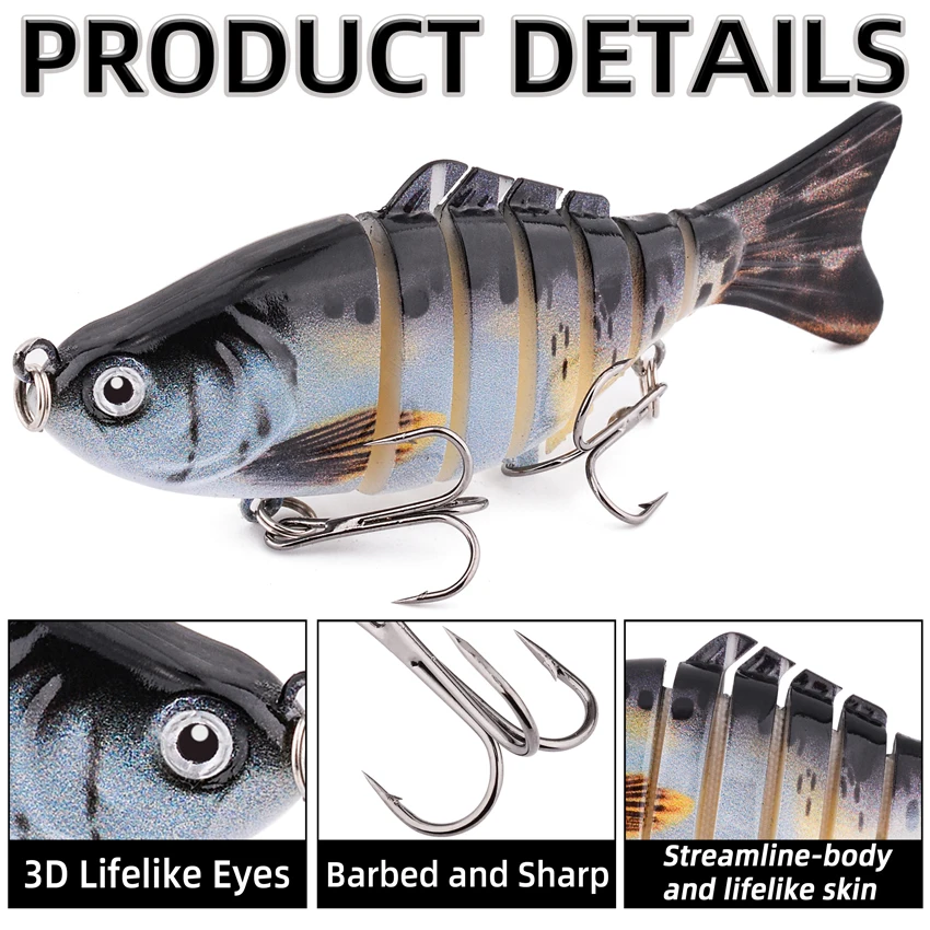 Señuelo articulado hundible 7 segmentos – Crankbait swimbait - imagen 3