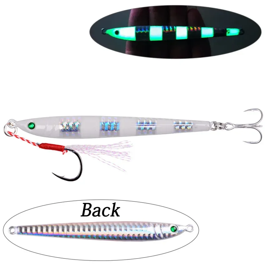 Señuelo de pesca con plantilla de Metal largo y lento, 5 piezas, 17g, 21g, 28g, 40g, 60g, señuelos de Jigging fundidos, cebo Artificial para peces de orilla, pesca de lubina - imagen 5
