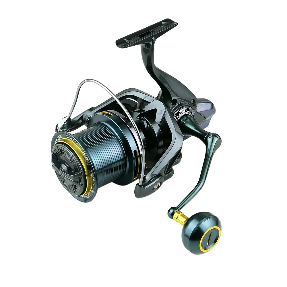 Carrete de pesca ultraligero de aleación de aluminio, rueda giratoria de fundición larga, anticorrosión, serie 9000-14000, 18 + 1 BB, arrastre 4,7: 1, 20KG - imagen 3