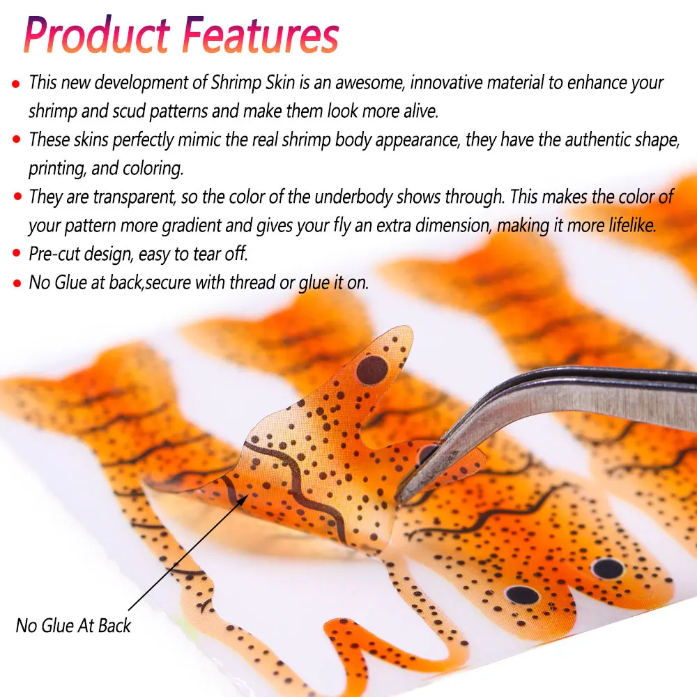 Bimoo-camarones realistas precortados, Material de atado de moscas de Ninfa, cebo de pesca de trucha, 2/4 hojas - imagen 5