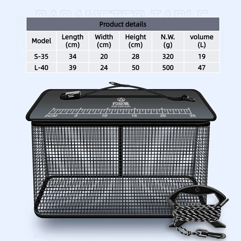 JSFUN Cesta flotante para peces, cubo para estante de pesca, red de pesca plegable portátil para almacenar equipos de pesca en la cag - imagen 2