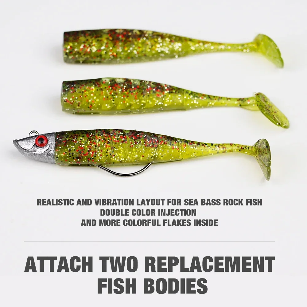 THORFORCE-señuelo suave para pesca en el mar, cabeza de Jiging, cola en T, aparejos de pesca de lubina, cebo de silicona, Wobblers, Swimbait - imagen 4