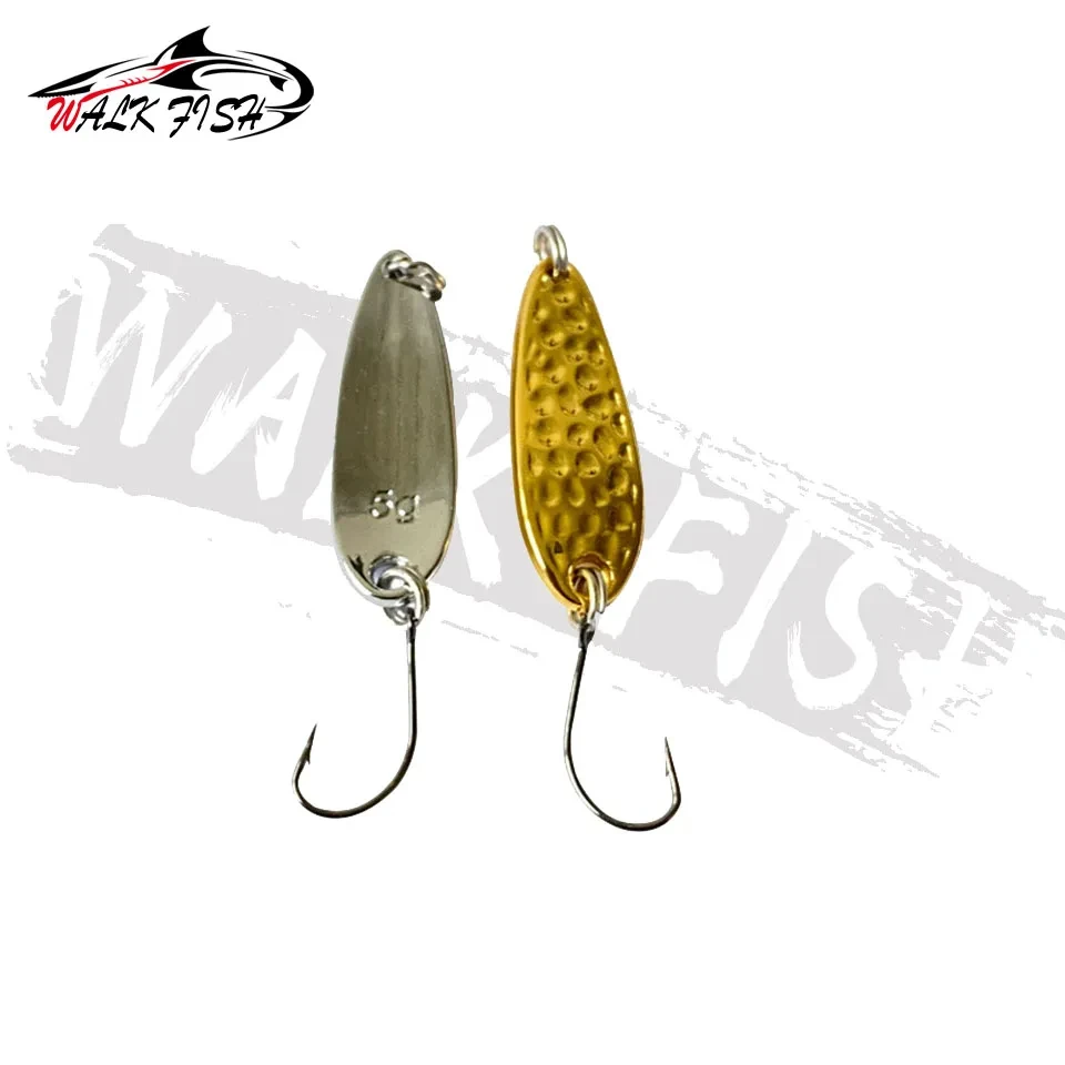 WALK FISH 2,5g 3,5g 5g cuchara de Metal Señuelos de Pesca con lentejuelas plantilla de sanguijuela Wobbler Isca Crankbaits para Pesca con mosca cebos duros trucha - imagen 2