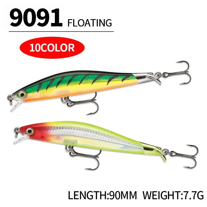 Señuelo de pesca de pececillo flotante, cebo duro Artificial, Wobblers para Lucio, Swimbait de plástico, aparejos profesionales, 90mm, 7,7g - imagen 4