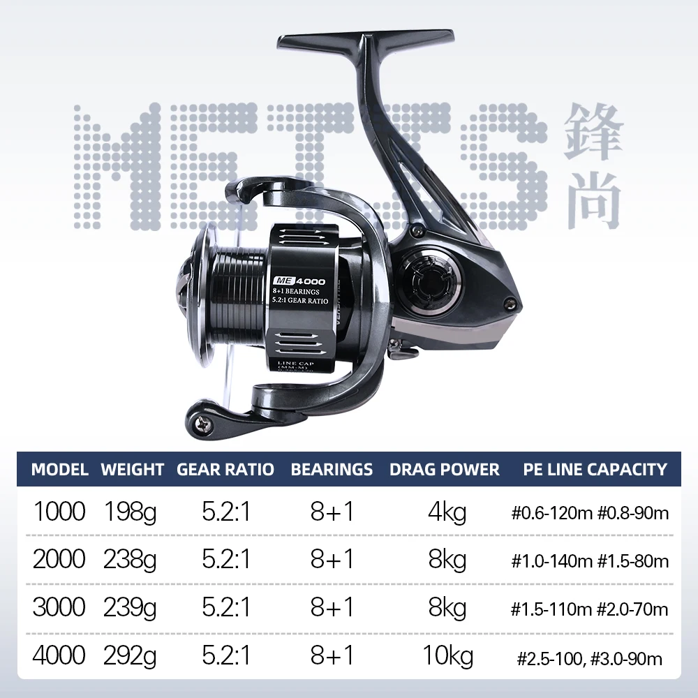 TSURINOYA METIS 1000 2000 3000 carrete de pesca giratorio 8kg carrete de señuelo de arrastre ligero 8 + 1 rodamientos bobina de pesca de agua salada de lubina - imagen 5