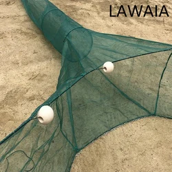 Red de red de pesca con jaula de camarones Lawaia con cadena de hierro, trampa de pesca, flotador de espuma