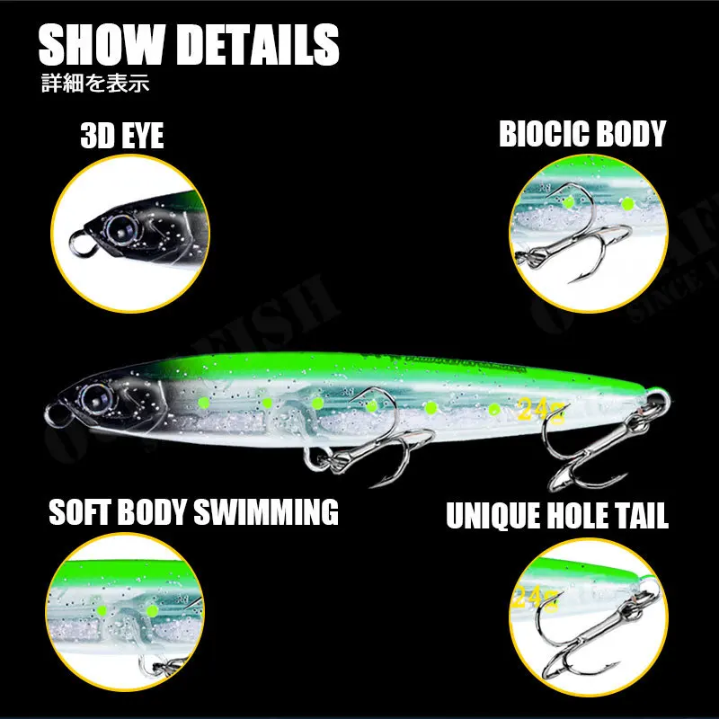 Señuelo De Pesca De lápiz que se hunde, aparejos De Pesca De lubina, cebo De Pesca De curricán, articulados De Pesca Artificial, 10-24g, nuevo - imagen 5