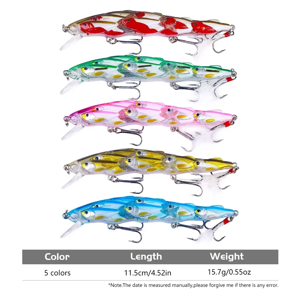 ALASICKA-señuelo de pesca hundido, pececillo japonés Jerk, grupo de peces con anzuelos de plumas, fundición de larga distancia, 11,5 Cm-15,7G - imagen 2