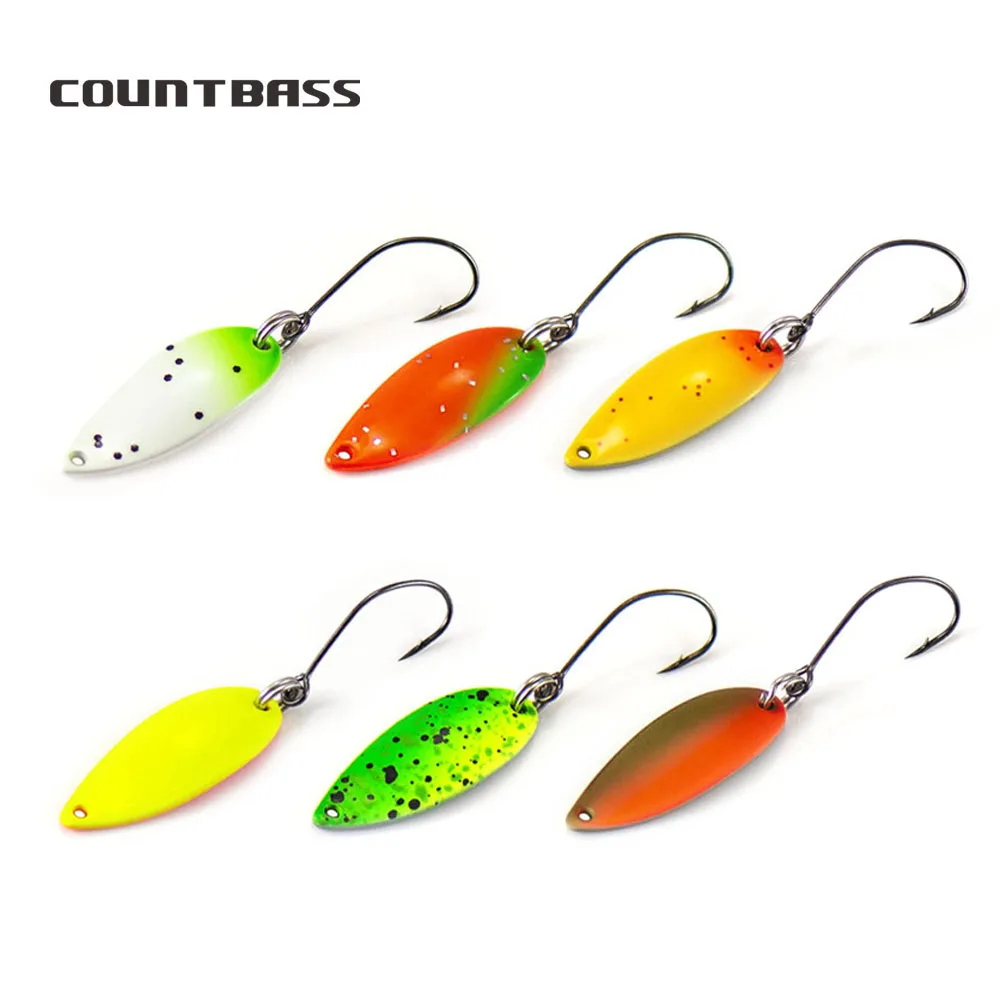 COUNTBASS 6 uds cucharas de pesca de trucha 2,1g 5/64oz señuelo de fundición para salmón Pike Bass cebos de latón de Metal