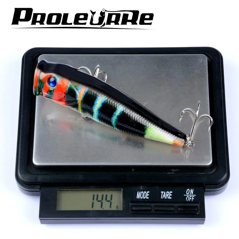 Señuelo de pesca Popper Topwater, 1 unidad, 9cm, 14,5g, cebo duro Artificial Wobbler de plástico 6 #   Anzuelos Fly Carp Bass Pesca aparejos de pesca - imagen 2