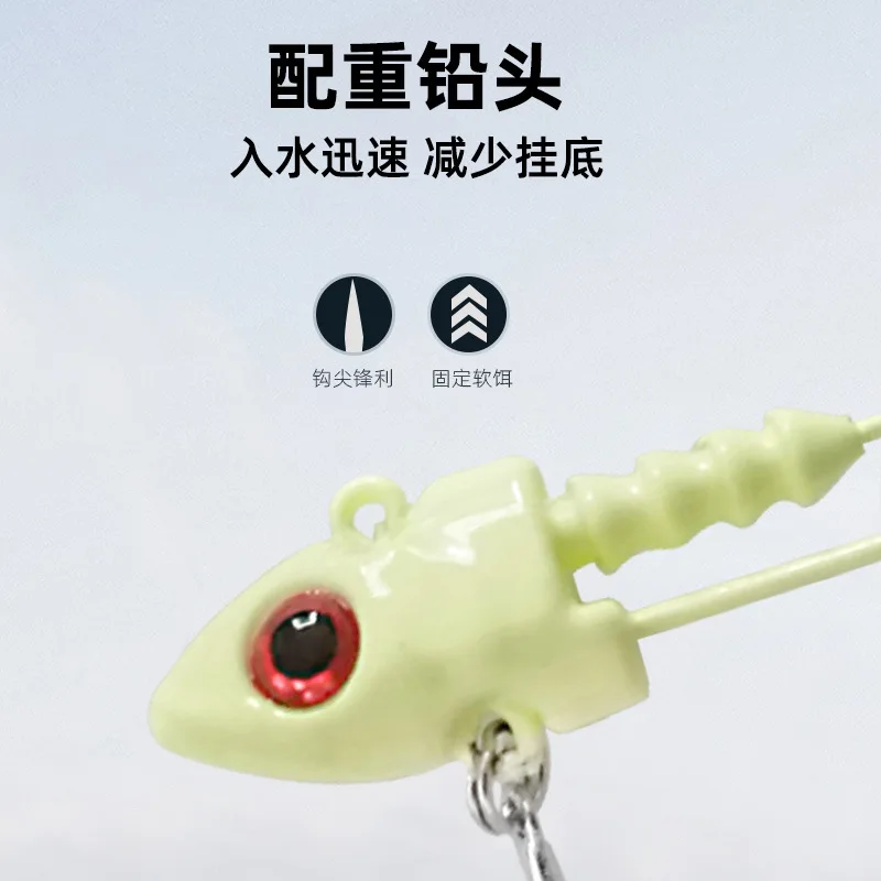 Señuelo de pesca suave con cabeza de plantilla, señuelo para lubina, lubina, señuelo para plantilla, señuelo para jigging, 5 piezas, 16G, 22g - imagen 4