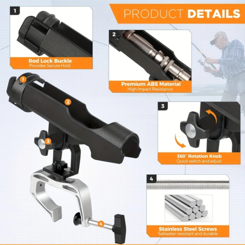 1Pc Visbeugel Multifunctionele Directionele Hengel Beugel Draaibare Stoel Diagonaal Ingeplaatste Vissen Accessoires - imagen 5
