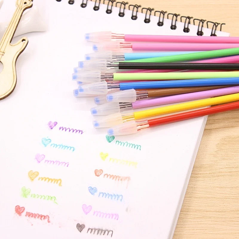 24 Uds. Recambios coloridos con cabeza de diamante, recambios creativos de bolígrafo de Gel de 12 colores, 0,38mm, papelería de oficina, suministros escolares - imagen 5