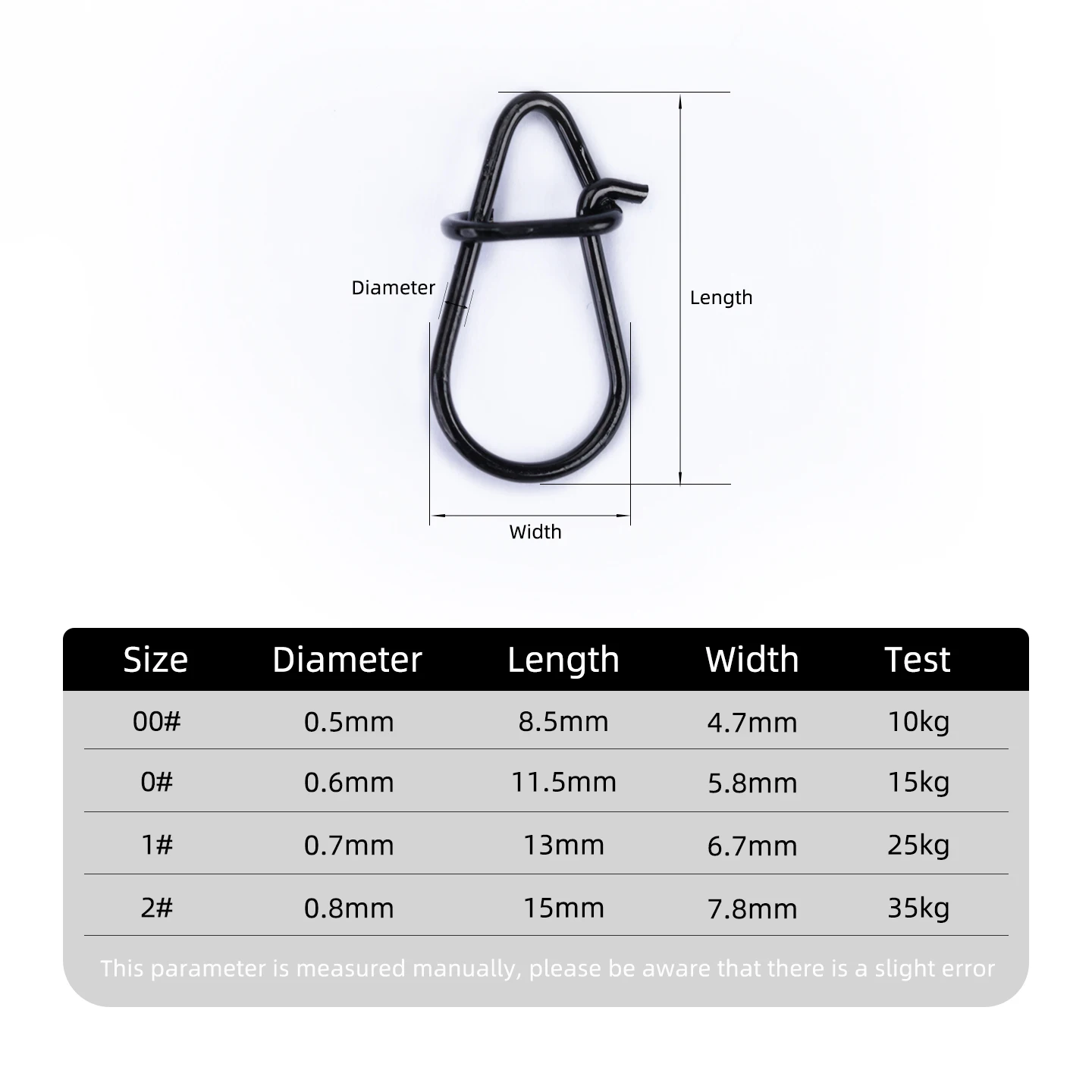 Nuevo 50 Uds conector de cebo negro giratorio de acero inoxidable conector de gancho duradero Clip accesorios de pesca contra el agua de mar - imagen 3