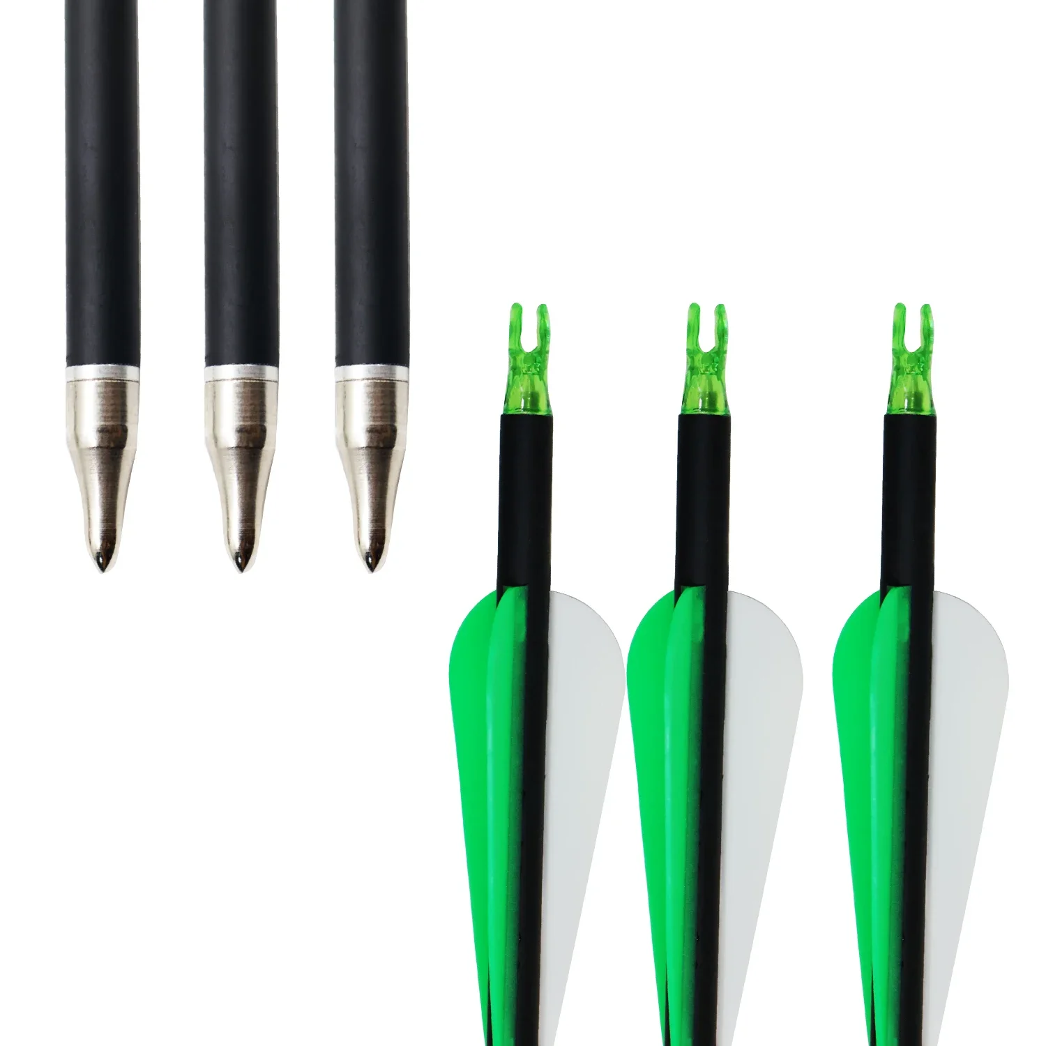 Flecha de carbono mezclada con plumas de goma de 7,8mm, flecha de Metal verde y blanco para adultos de 31,5 pulgadas con punta de flecha desmontable - imagen 3